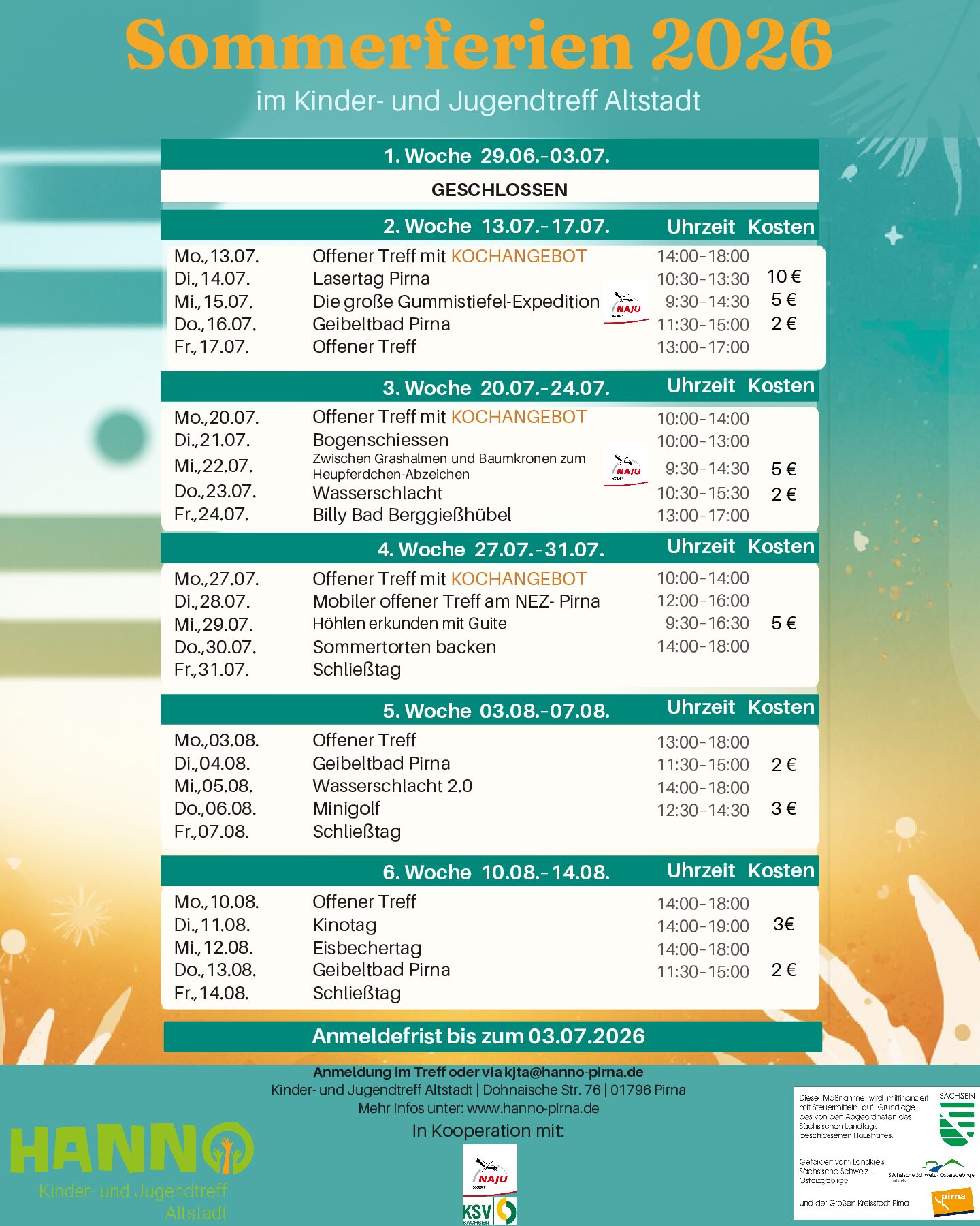 Sommerferien 2026 im Kinder- und Jugendtreff Altstadt