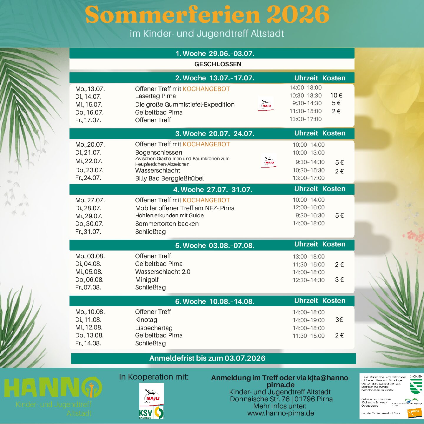 Sommerferien 2026 im Kinder- und Jugendtreff Altstadt